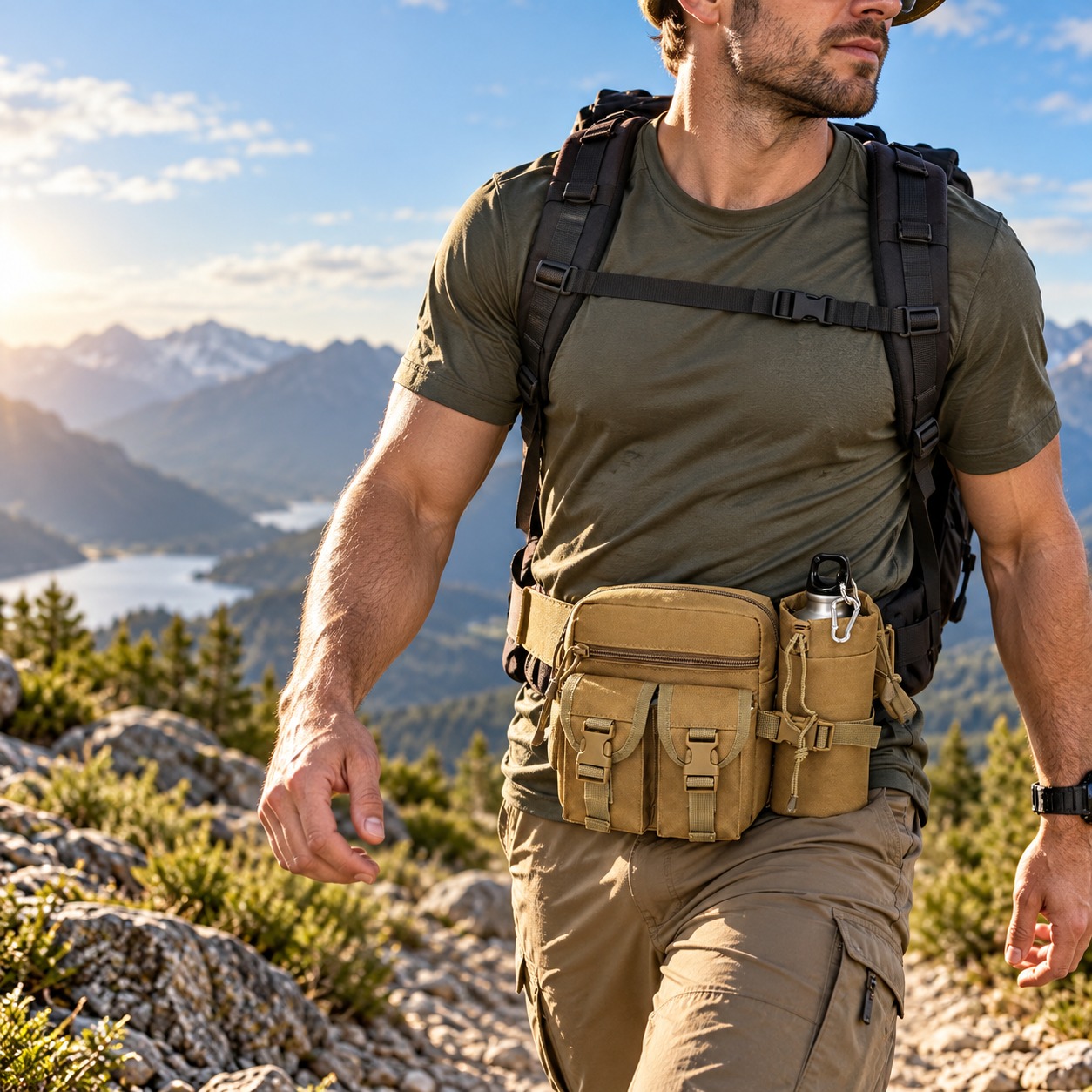 Hiking Backpack Waterproof - Sac banane tactique multifonctionnel, sac de
